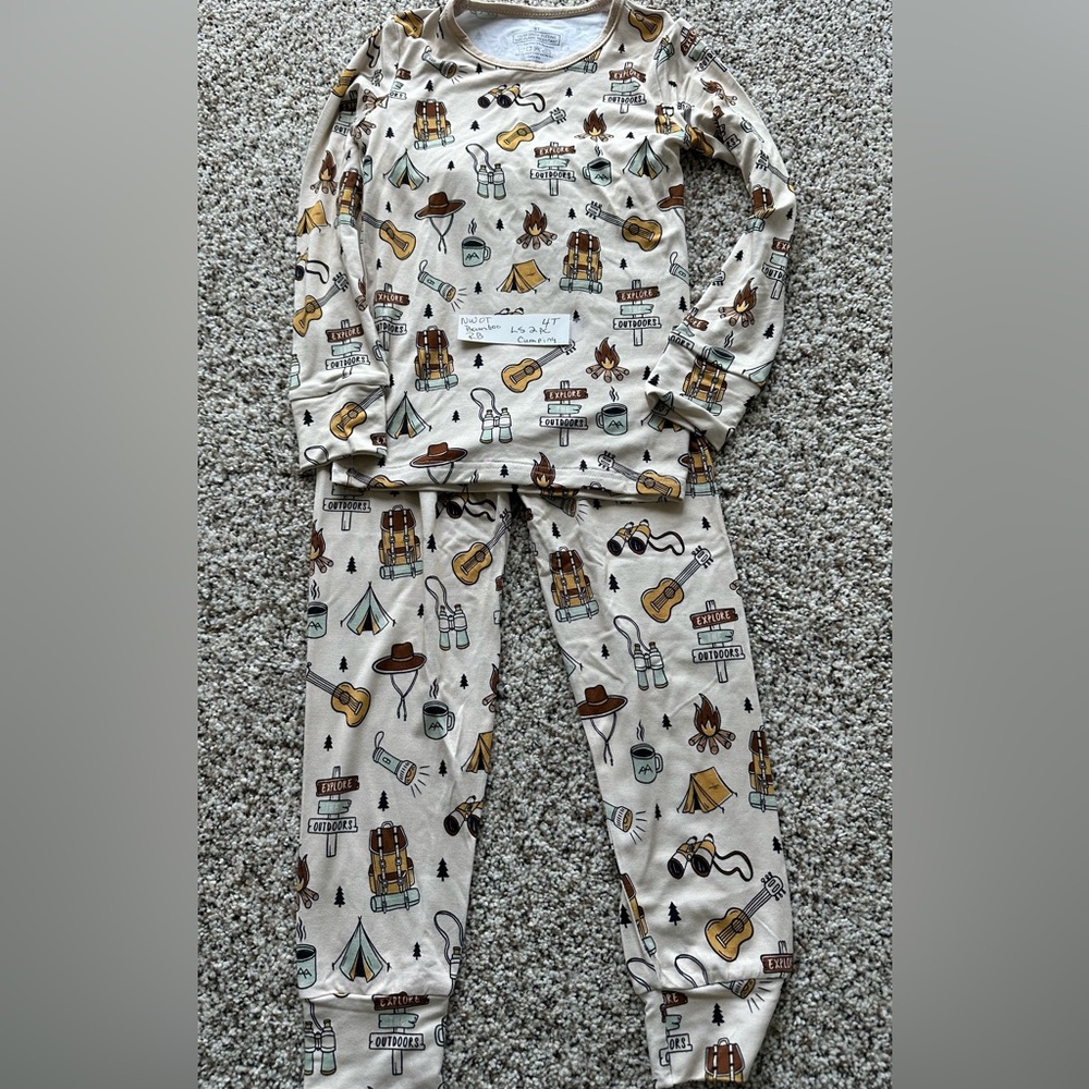 Camping Adventure Print Kids Bamboo Pajamas